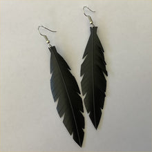 Load image into Gallery viewer, Medium Black Feathered Earrings
