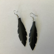 Load image into Gallery viewer, Small Black Feathered Earrings
