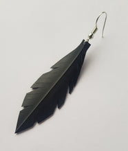 Load image into Gallery viewer, Small Black Feathered Earrings
