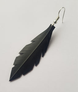 Small Black Feathered Earrings