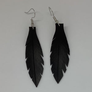 Small Black Feathered Earrings